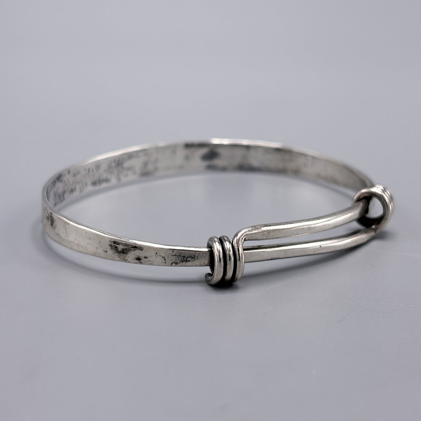 Estate Ed Levin Handmade Sterling Silver Silver Cuff w Knotted Slide Opening