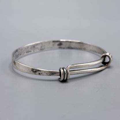 Estate Ed Levin Handmade Sterling Silver Silver Cuff w Knotted Slide Opening