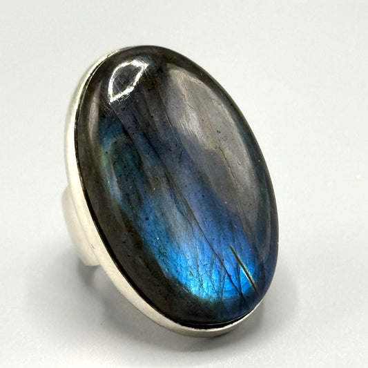 New Sterling Silver Labradorite Oversized Ring
