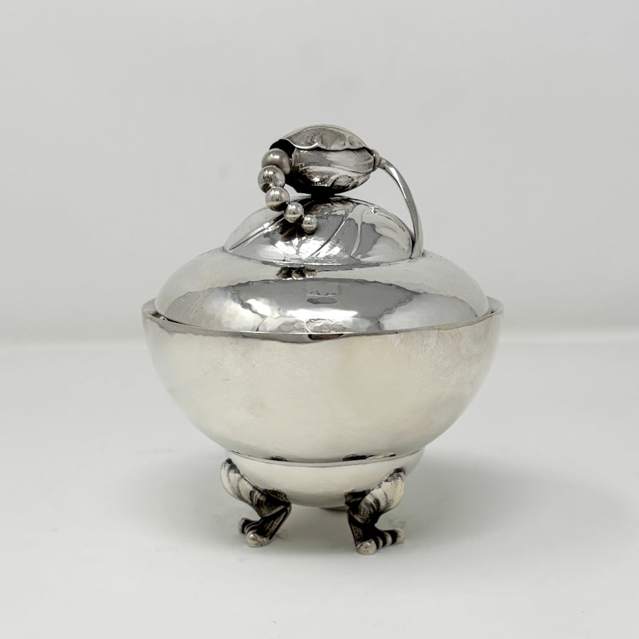 Estate Georg Jensen Sterling Silver “Blossom” Creamer and Sugar Bowl No. 2D on Tray No. 2P