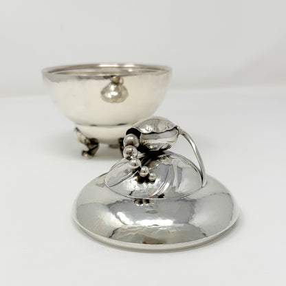 Estate Georg Jensen Sterling Silver “Blossom” Creamer and Sugar Bowl No. 2D on Tray No. 2P