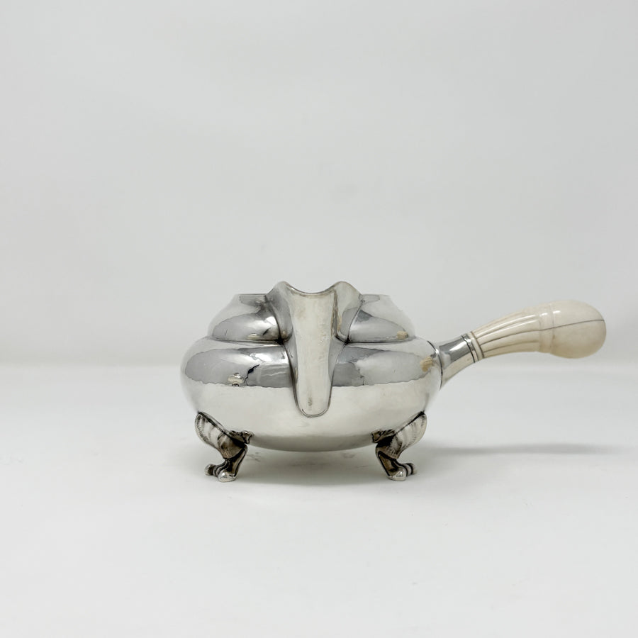 Estate Georg Jensen Sterling Silver “Blossom” Creamer and Sugar Bowl No. 2D on Tray No. 2P