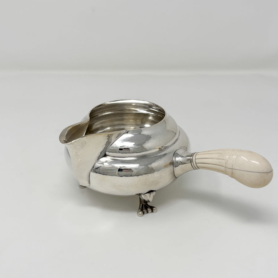 Estate Georg Jensen Sterling Silver “Blossom” Creamer and Sugar Bowl No. 2D on Tray No. 2P