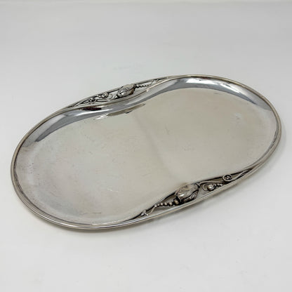 Estate Georg Jensen Sterling Silver “Blossom” Creamer and Sugar Bowl No. 2D on Tray No. 2P