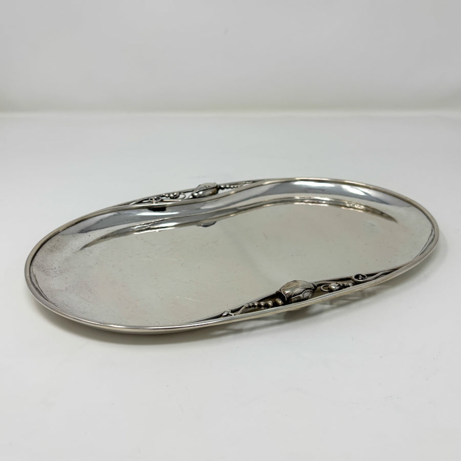 Estate Georg Jensen Sterling Silver “Blossom” Creamer and Sugar Bowl No. 2D on Tray No. 2P