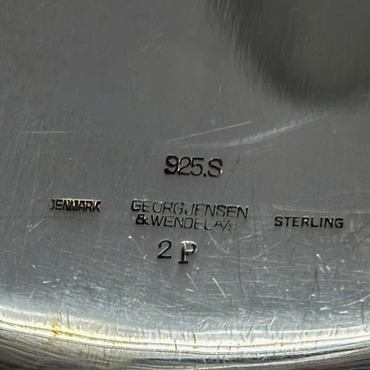 Estate Georg Jensen Sterling Silver “Blossom” Creamer and Sugar Bowl No. 2D on Tray No. 2P