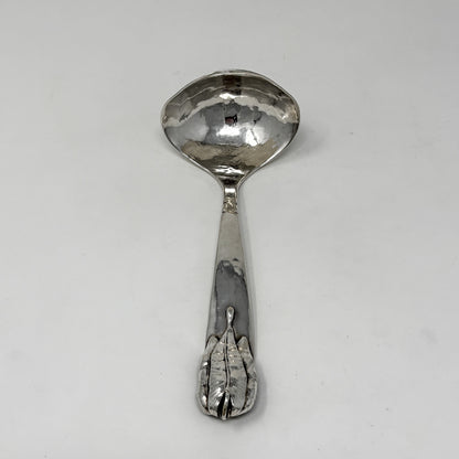 Estate Lona P. Schaeffer Handwrought Sterling Silver Sauce Ladle with Leaf Handle