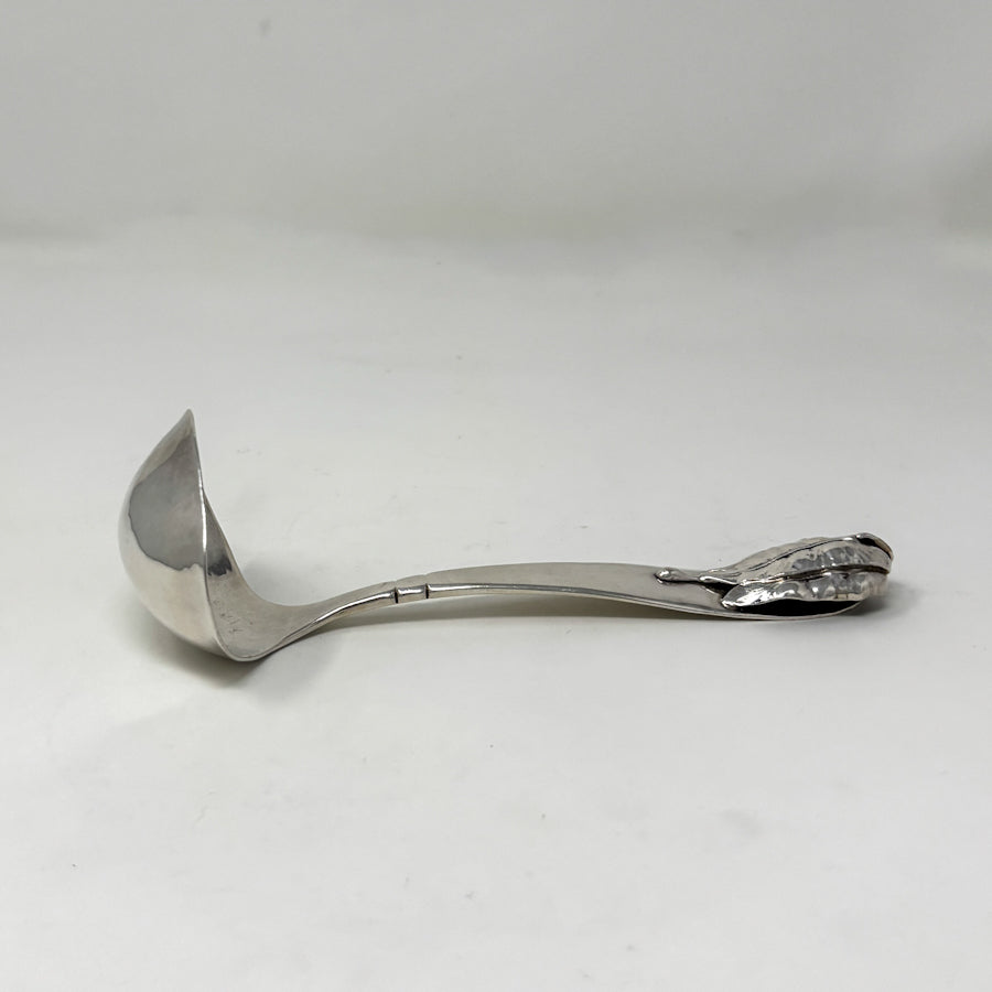 Estate Lona P. Schaeffer Handwrought Sterling Silver Sauce Ladle with Leaf Handle