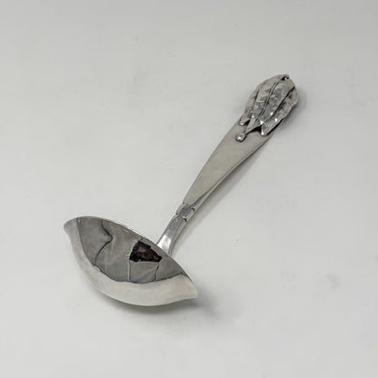 Estate Lona P. Schaeffer Handwrought Sterling Silver Sauce Ladle with Leaf Handle