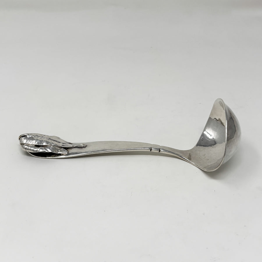 Estate Lona P. Schaeffer Handwrought Sterling Silver Sauce Ladle with Leaf Handle