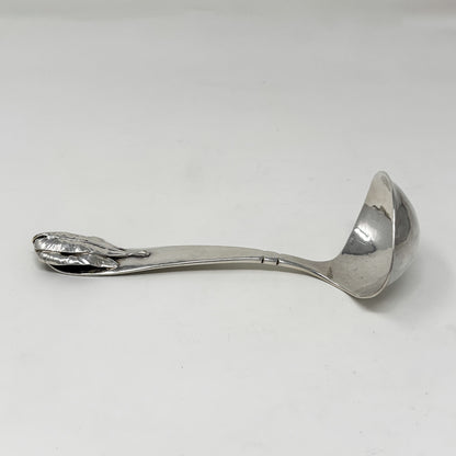 Estate Lona P. Schaeffer Handwrought Sterling Silver Sauce Ladle with Leaf Handle