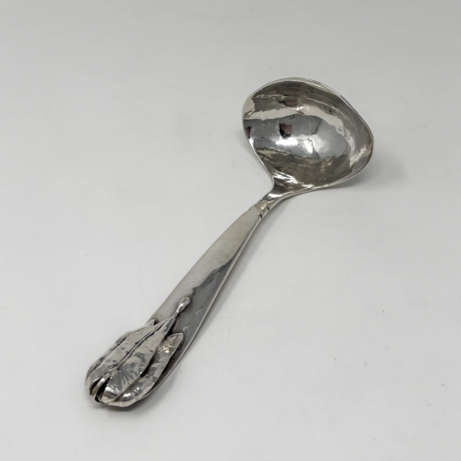 Estate Lona P. Schaeffer Handwrought Sterling Silver Sauce Ladle with Leaf Handle