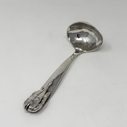 Estate Lona P. Schaeffer Handwrought Sterling Silver Sauce Ladle with Leaf Handle