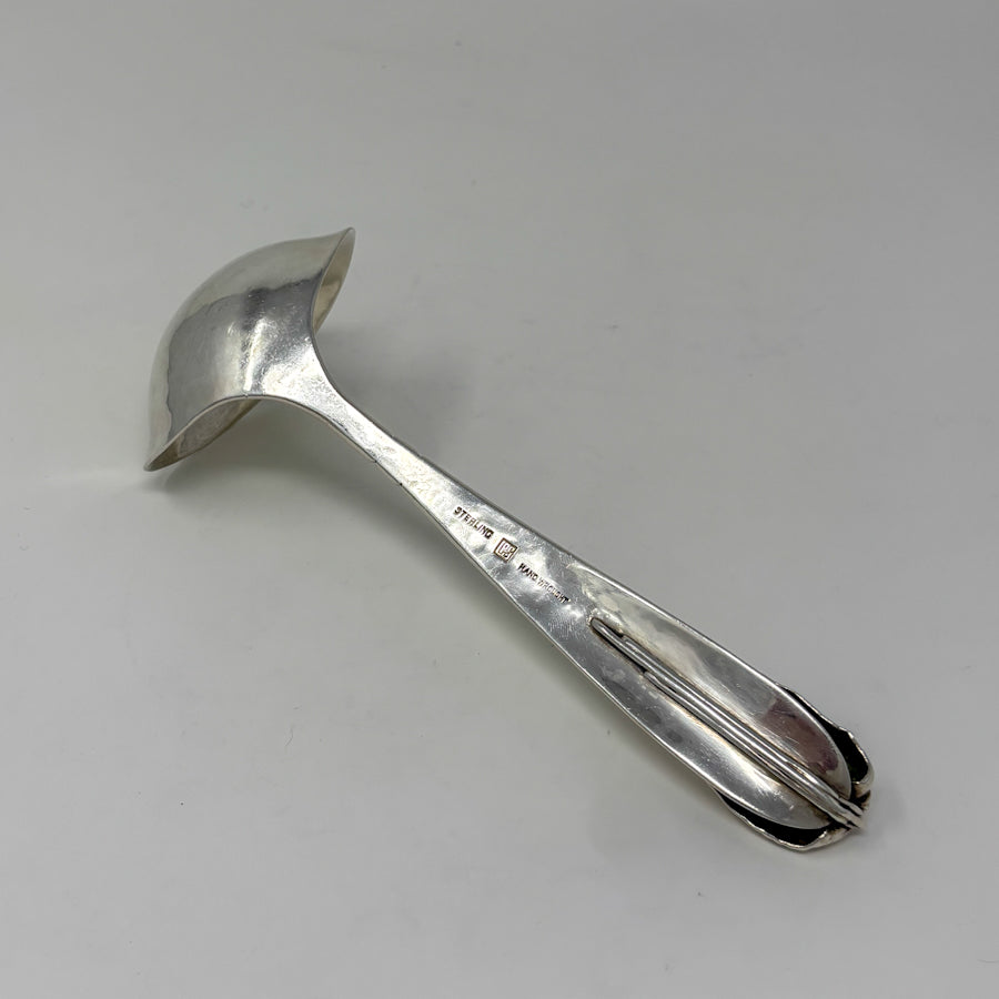 Estate Lona P. Schaeffer Handwrought Sterling Silver Sauce Ladle with Leaf Handle
