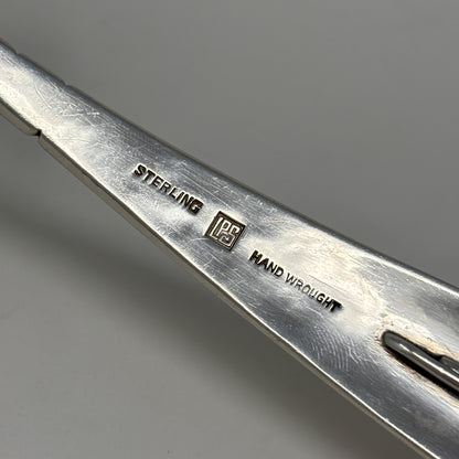 Estate Lona P. Schaeffer Handwrought Sterling Silver Sauce Ladle with Leaf Handle