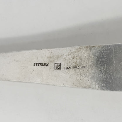 Estate Lona P. Schaeffer Sterling Silver Large Serving Fork and Spoon Set with Leaf Handle