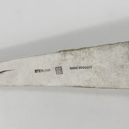 Estate Lona P. Schaeffer Sterling Silver Large Serving Fork and Spoon Set with Leaf Handle