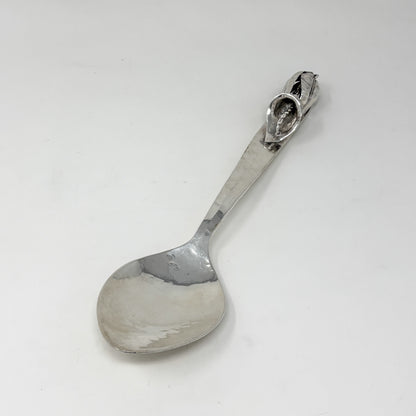 Estate Lona P. Schaeffer Sterling Silver Large Serving Fork and Spoon Set with Leaf Handle