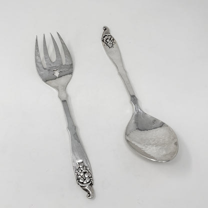 Estate Peer Smed Handwrought Sterling Silver Salad Fork & Spoon Set "Cornucopia" (2)