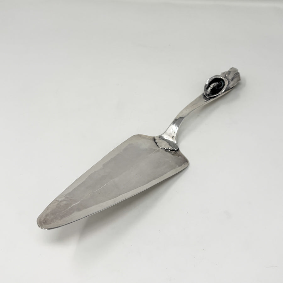 Estate Peer Smed Handwrought Sterling Silver Very Heavy Pie Server "Jack-in-the-Pulpit" (11.25")