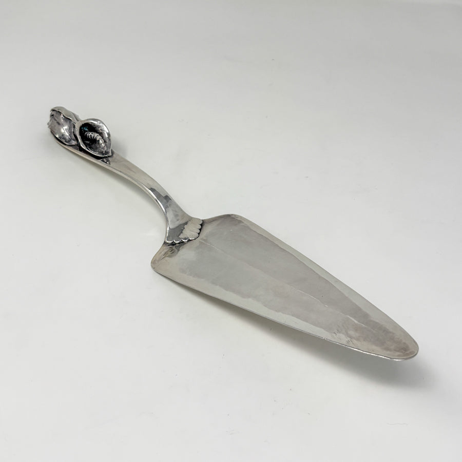 Estate Peer Smed Handwrought Sterling Silver Very Heavy Pie Server "Jack-in-the-Pulpit" (11.25")