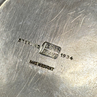 Estate Peer Smed Handwrought Sterling Silver Tea Strainer with Circular Cut-Out Design on Stand