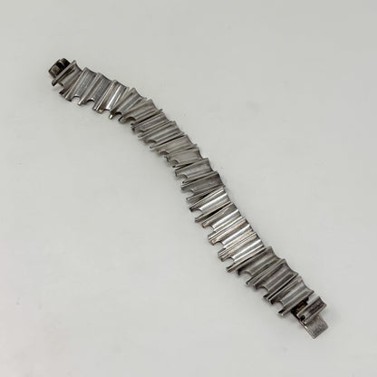 Estate Taxco Sterling Silver Modernist Bracelet with Concave Segments