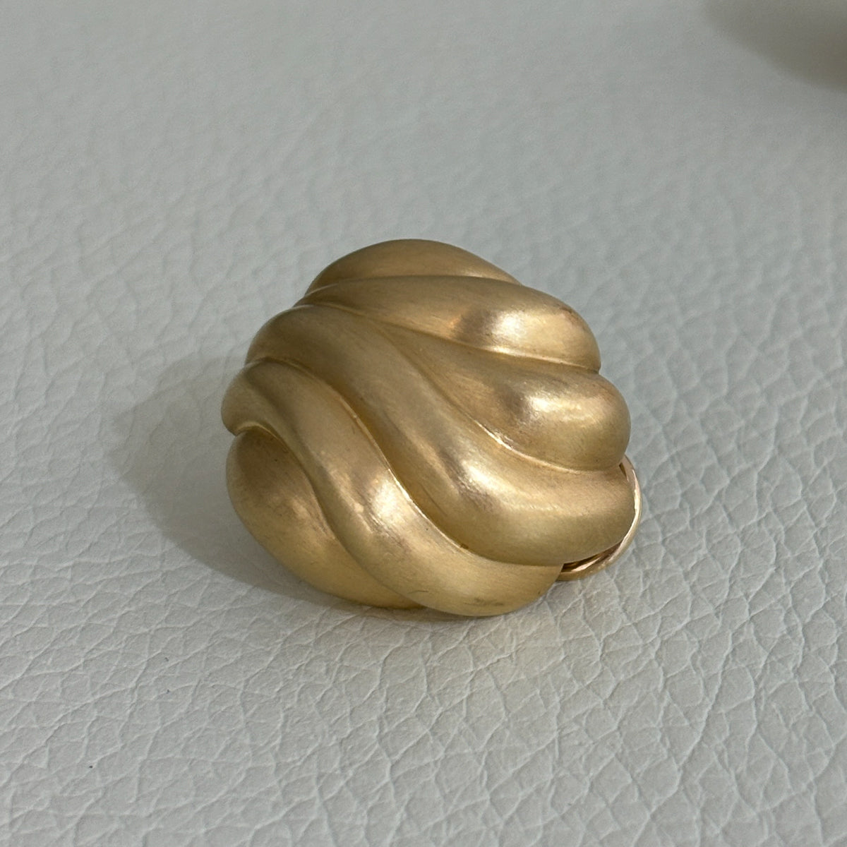 Estate 18K Yellow Gold Omega Back Sculpted Shell Earrings