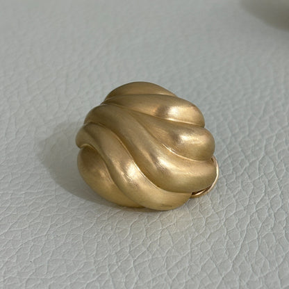 Estate 18K Yellow Gold Omega Back Sculpted Shell Earrings