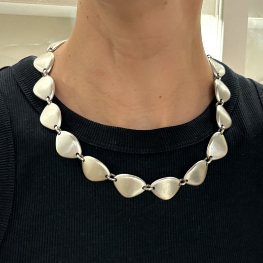 Estate Sterling Silver Modernist Heavy Necklace