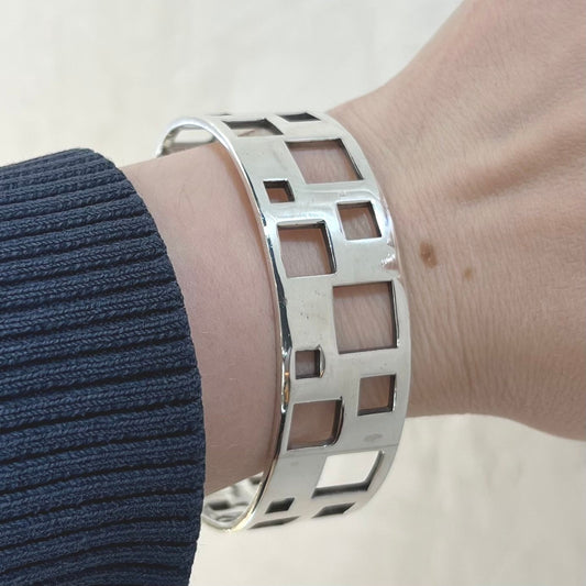 Estate Bent Knudsen Sterling Silver Architectural Bangle No. 127