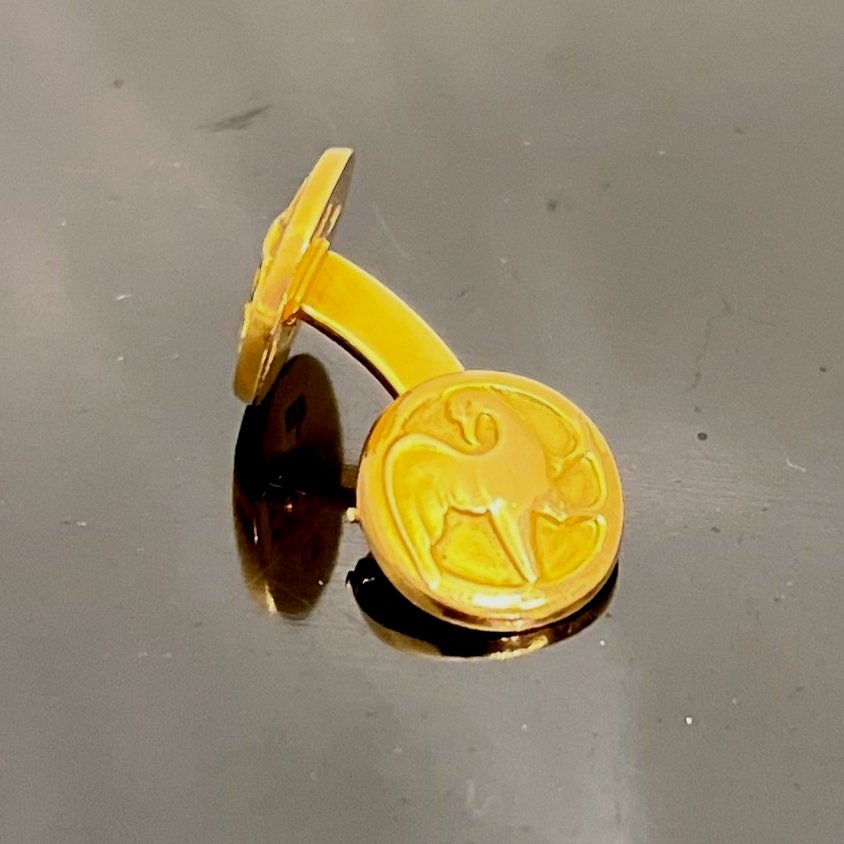 Estate Georg Jensen 18K Gold Deer with Wings and Eagle Cufflink No. 132