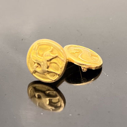 Estate Georg Jensen 18K Gold Deer with Wings and Eagle Cufflink No. 132