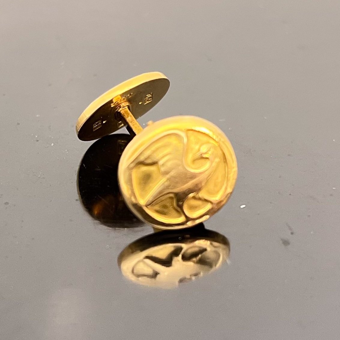 Estate Georg Jensen 18K Gold Deer with Wings and Eagle Cufflink No. 132