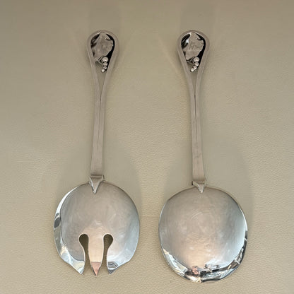 Estate Georg Jensen Inc. Lapaglia Sterling Silver Art Nouveau Salad Server & Fork Set No. 113