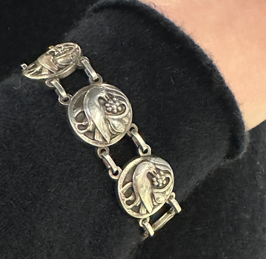 Estate Georg Jensen Sterling Silver Bird & Grape Bracelet No. 102B