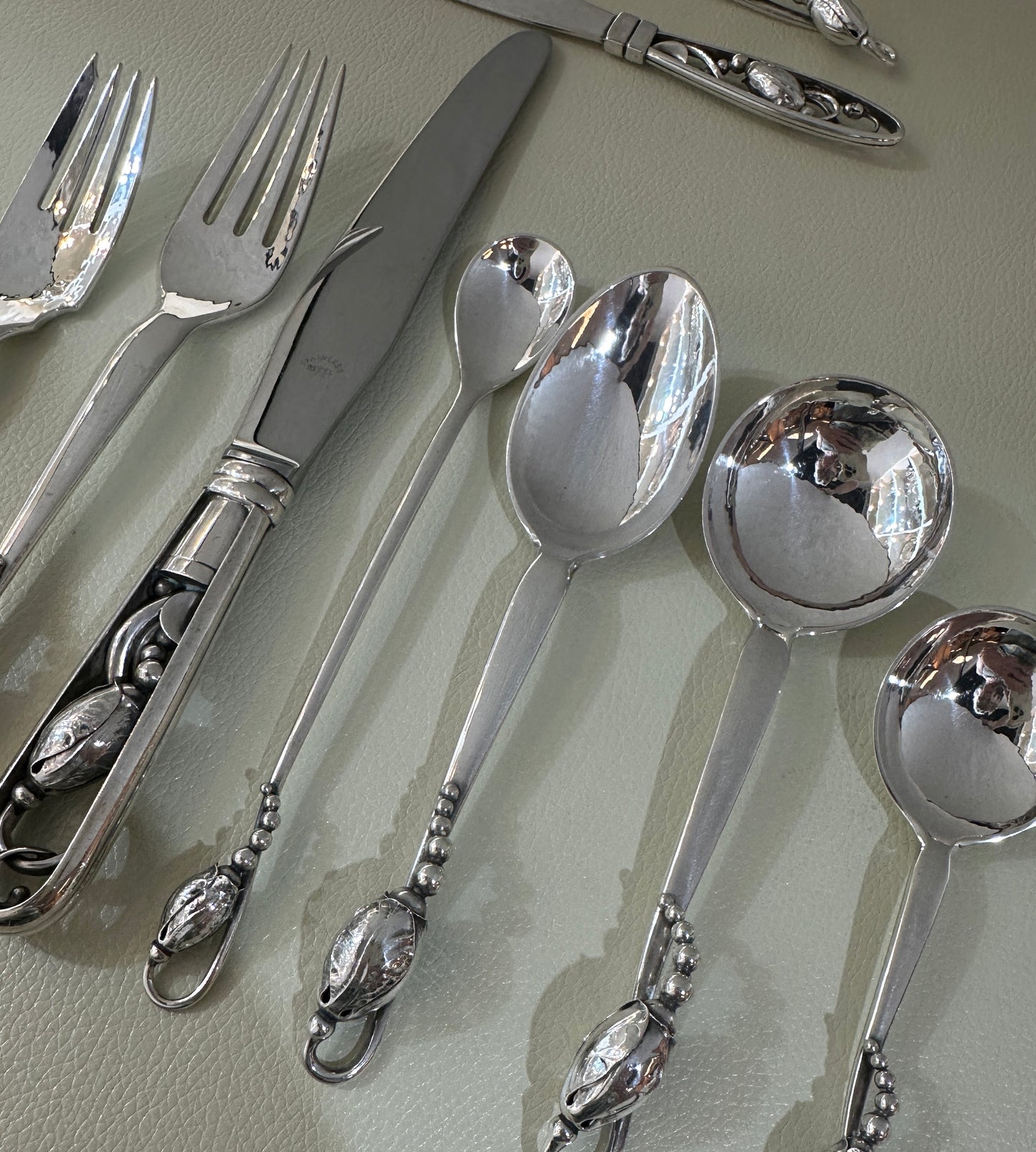 Estate Georg Jensen Sterling Silver Flatware in the "Blossom" Pattern No. 84 Service of 12 (108 Pieces)