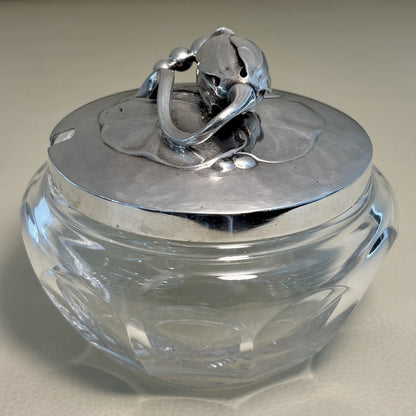 Estate Georg Jensen Sterling Silver "Blossom" Lidded Baccarat Jam Pot No 2C with "Blossom" Underliner No 2A
