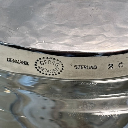 Estate Georg Jensen Sterling Silver "Blossom" Lidded Baccarat Jam Pot No 2C with "Blossom" Underliner No 2A
