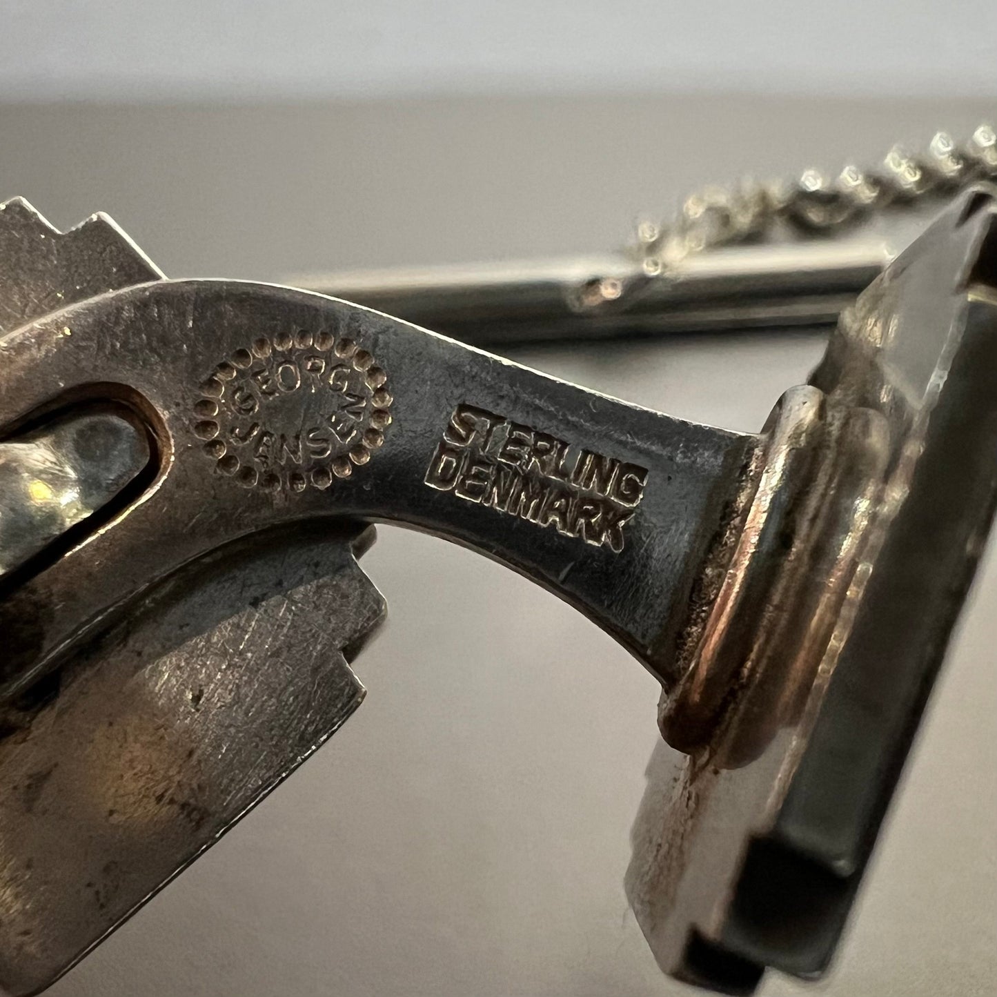 Estate Georg Jensen Sterling Silver Cufflinks with Tie Tack 3 Piece Set by Henry Pilstrup No. 59B