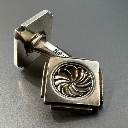 Estate Georg Jensen Sterling Silver Cufflinks with Tie Tack 3 Piece Set by Henry Pilstrup No. 59B