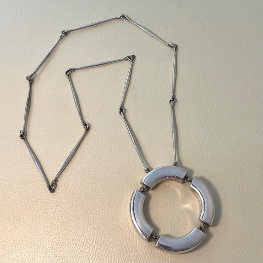 Estate Georg Jensen Sterling Silver Large Pendant Necklace by Astrid Fog No. 137