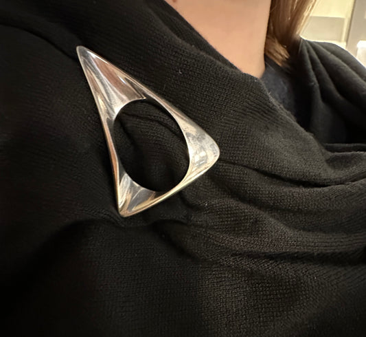 Estate Georg Jensen Sterling Silver Modern Abstract Sailboat Shape Open Pin Brooch by Henning Koppel No. 375