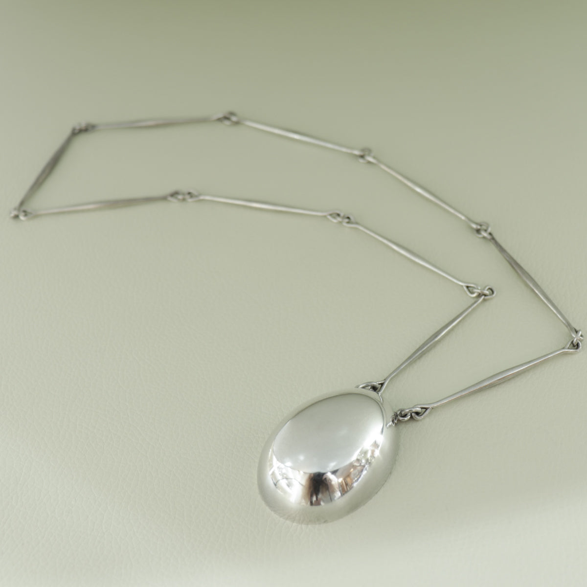 Estate Georg Jensen Sterling Silver Necklace with "Egg" Pendant by Astrid Fog No. 122