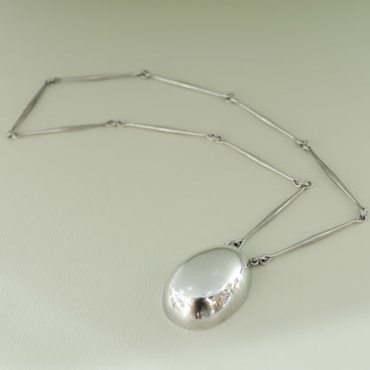 Estate Georg Jensen Sterling Silver Necklace with "Egg" Pendant by Astrid Fog No. 122