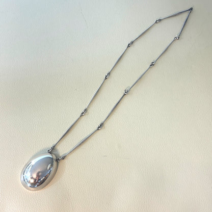 Estate Georg Jensen Sterling Silver Necklace with "Egg" Pendant by Astrid Fog No. 122