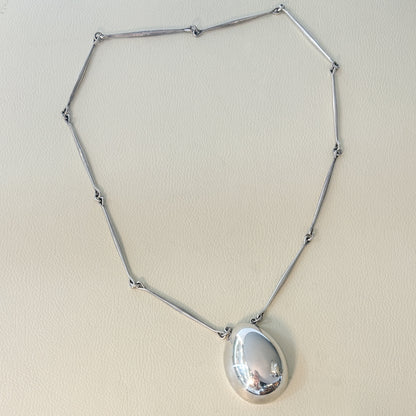 Estate Georg Jensen Sterling Silver Necklace with "Egg" Pendant by Astrid Fog No. 122