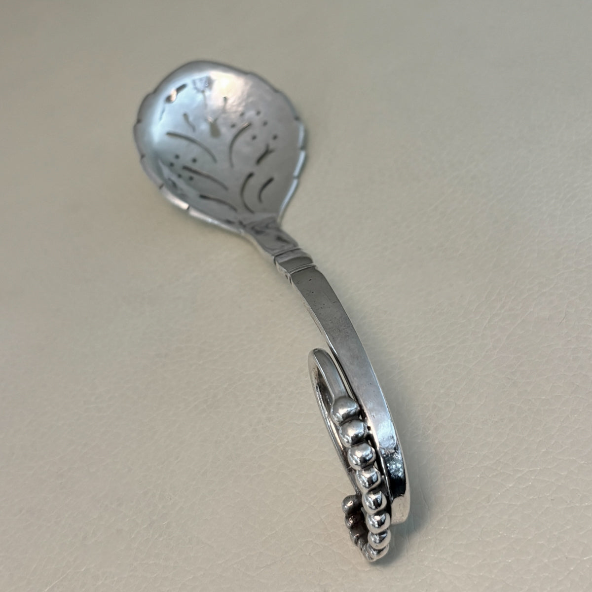 Estate Georg Jensen Sterling Silver Ornamental Pierced Nut Spoon No. 41