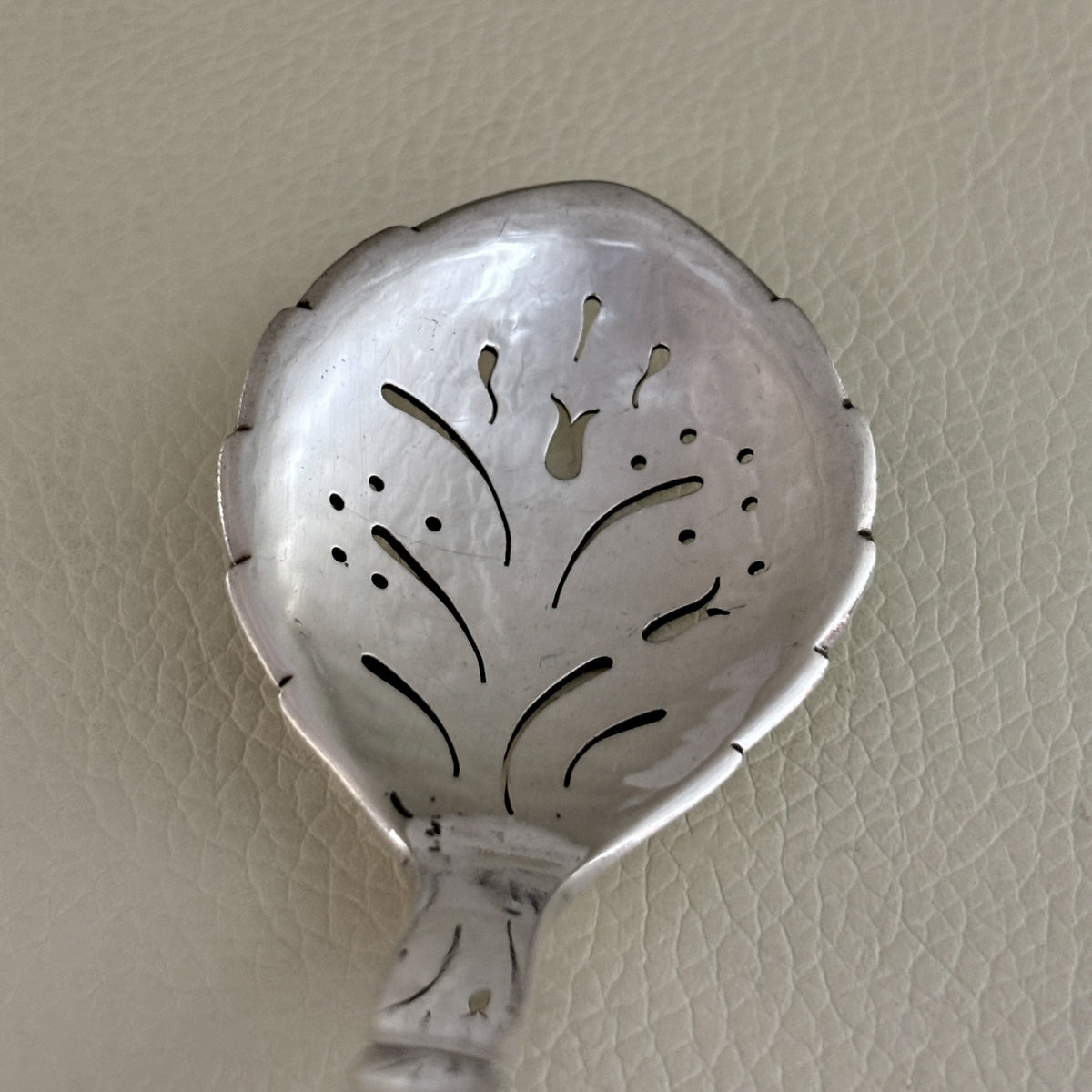 Estate Georg Jensen Sterling Silver Ornamental Pierced Nut Spoon No. 41