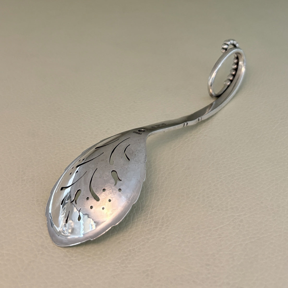 Estate Georg Jensen Sterling Silver Ornamental Pierced Nut Spoon No. 41